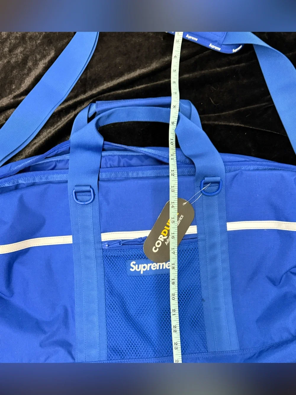 Supreme Royal Blue Cordura Duffel Bag with White Accents